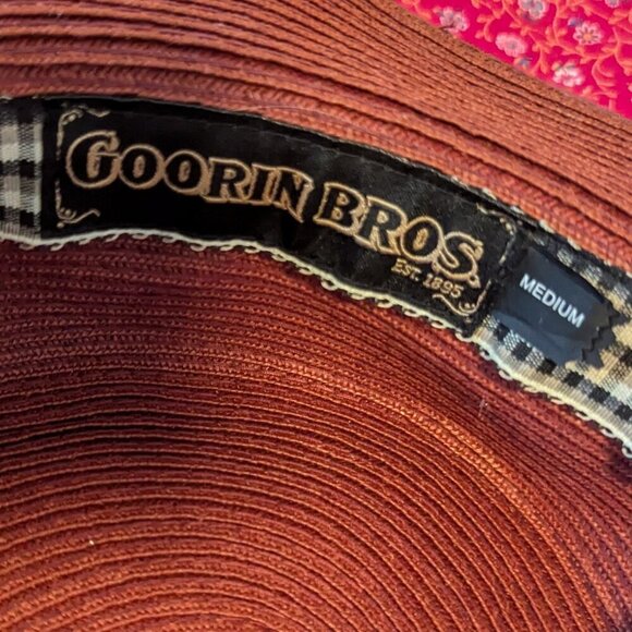 Vintage Goorin Bros Summer Boater Fedora Kentucky Derby Polka Dot Sash Weave - Picture 7 of 10